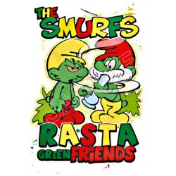 Marijuana Rasta Smurfs  T Shirt Iron on Transfer Decal ~#3