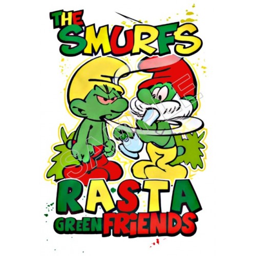  Marijuana Rasta Smurfs  T Shirt Iron on Transfer Decal ~#3 by www.topironons.com