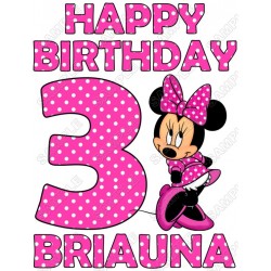 Minnie Mouse  Pink Birthday Personalized  Custom T Shirt Iron on Transfer Decal ~#1