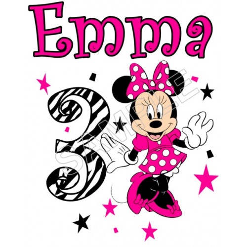  Minnie Mouse Zebra  Birthday Personalized Custom T Shirt Iron on Transfer Decal ~#107 by www.topironons.com