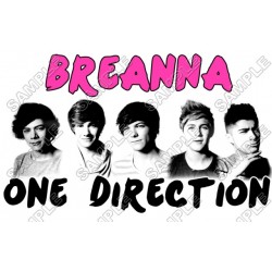 One Direction   Personalized  Custom  T Shirt or Pillowcase  Iron on Transfer Decal ~#1