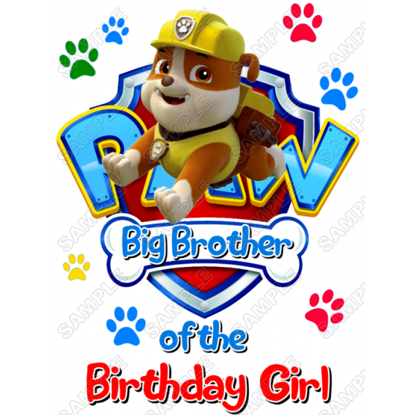 Paw Patrol Rubble Birthday Custom Personalized Iron on