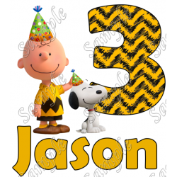 Peanuts, Snoopy, Charlie Brown   Birthday  Personalized  Custom  T Shirt Iron on Transfer Decal ~#1