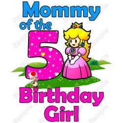 Princess Peach Mario Birthday Personalized T Shirt   Iron on Transfer ~#1