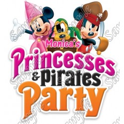 Princesses  and Pirates Party  Mickey Mouse  Personalized  Custom  T Shirt Iron on Transfer Decal ~#1