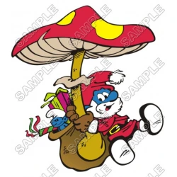 Smurf Santa Christmas  T Shirt Iron on Transfer Decal ~#21
