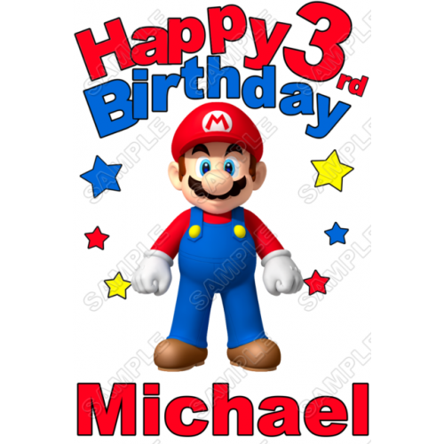  Super Mario Birthday  Personalized  Custom  T Shirt Iron on Transfer Decal ~#1 by www.topironons.com