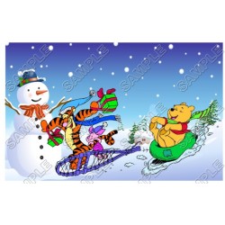 Winnie the Pooh Piglet Christmas  Eeyore Tiger T Shirt Iron on Transfer Decal ~#28