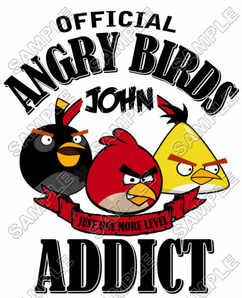 Angry Birds Addict Birthday  Personalized  Custom  T Shirt Iron on Transfer Decal ~#15