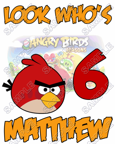 Angry  Birds  Birthday  Personalized  Custom  T Shirt Iron on Transfer Decal ~#16